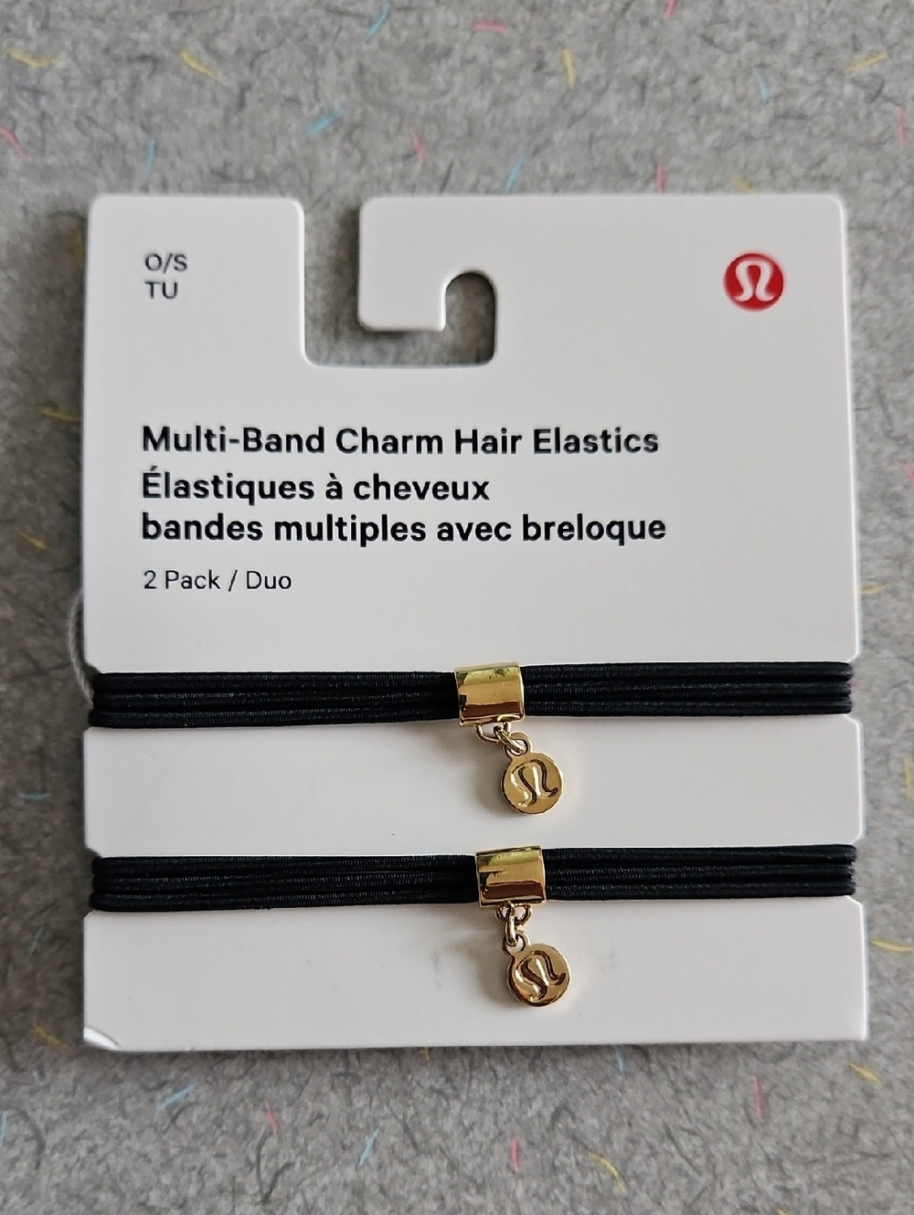 lululemon Black Hair Elastics with Gold Charm - 2 Pack